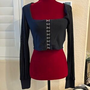 Pacsun LA Hearts Mesh Sleeve Corset Top